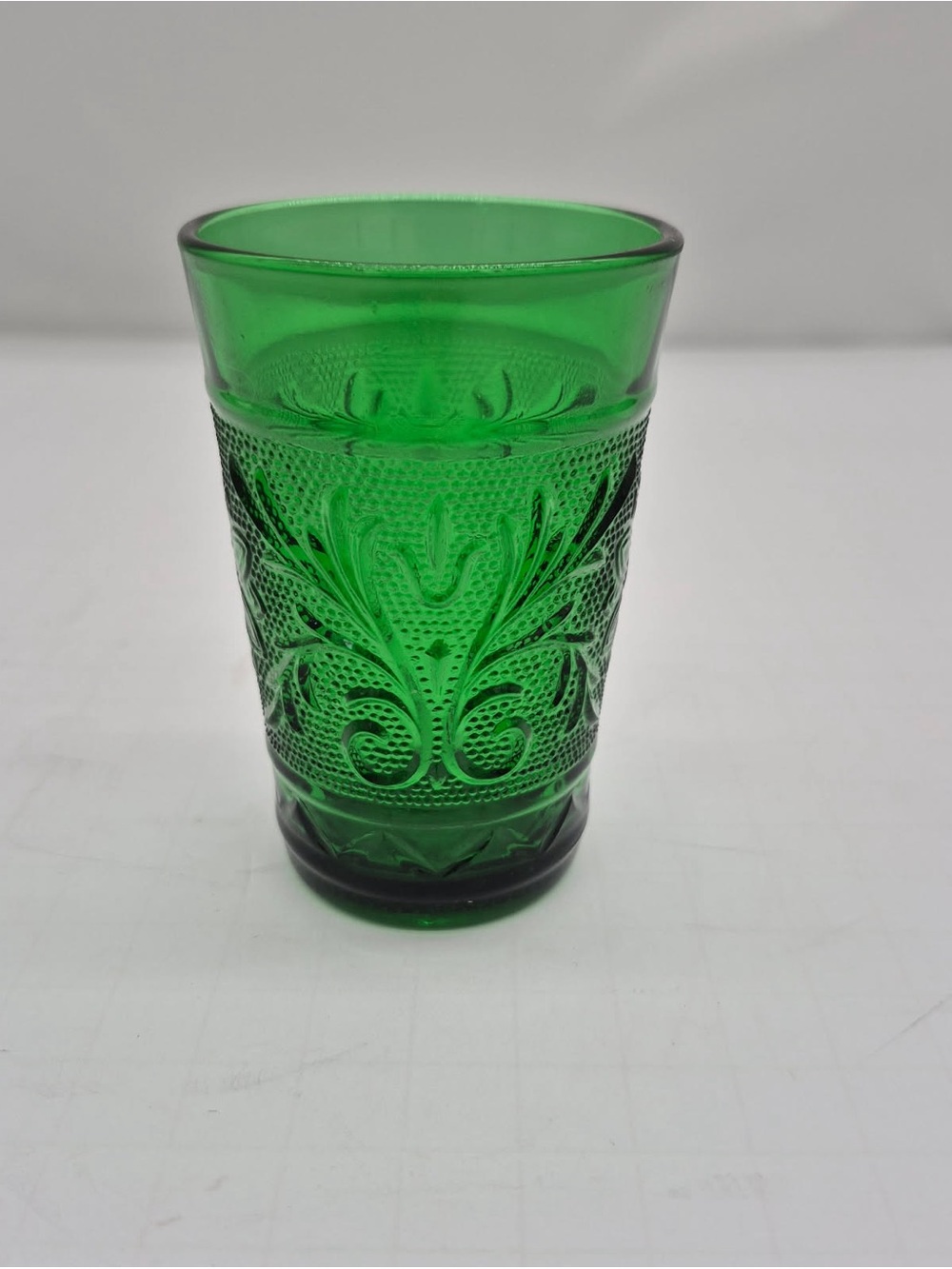 VTG Anchor Hocking Sandwich Forest Green 5 fl oz Tumbler Juice Glass MCM Boho